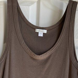Never worn!  Garnet Hill Womens Tank L 100% Cotton Some Stretch Taupey Brown